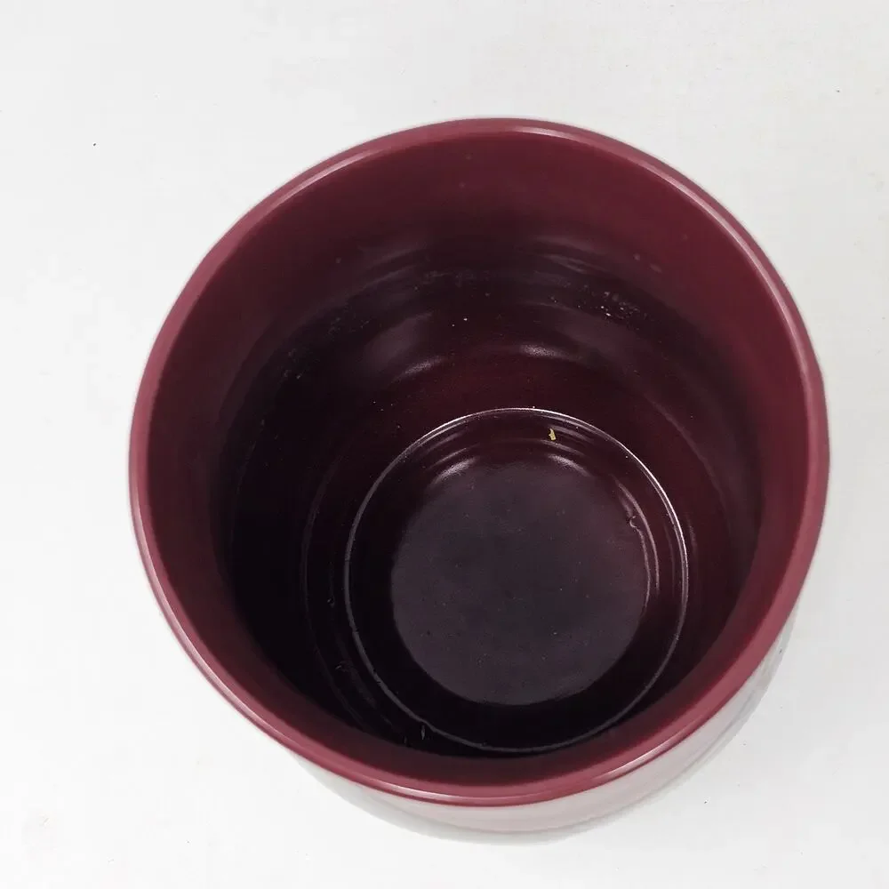 Kent Follette Studio Art Pottery Cranberry Maroon Green Crystalline Vase Signed